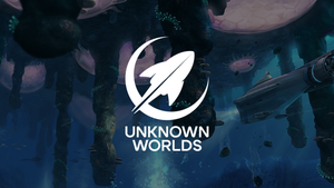The Unknown Worlds logo overlaid on Subnautica artwork The Unknown Worlds logo overlaid on Subnautica artwork