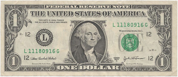 United States One Dollar Bill