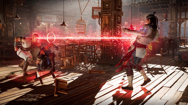 A screenshot from Mortal Kombat 1. A player uses the Kameo system to call in an ally.