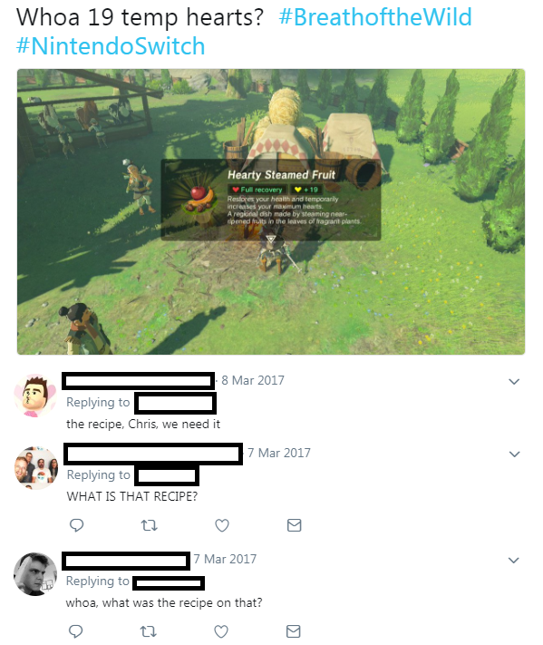 Impressive Zelda recipe reactions