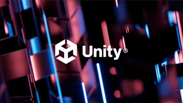 The Unity logo on a stylised background