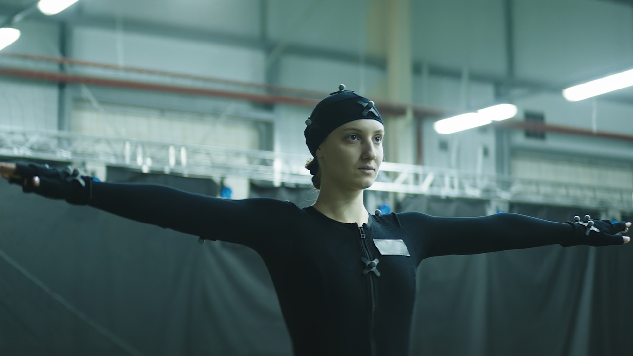 A motion capture performer on set A motion capture performer on set