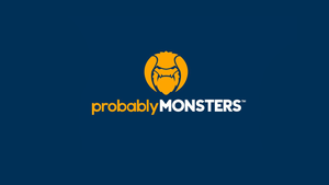 The logo for ProbablyMonsters. It's a yellow yeti and the company name. The logo for ProbablyMonsters. It's a yellow yeti and the company name.