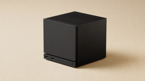 The cube-looking Steam Machine sits on a plain background The cube-looking Steam Machine sits on a plain background