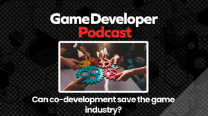 A group of people hold up interlocking gears next to the Game Developer Podcast logo. A group of people hold up interlocking gears next to the Game Developer Podcast logo.