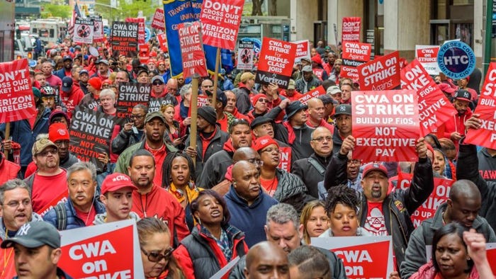 CWA union members on strike in the USA