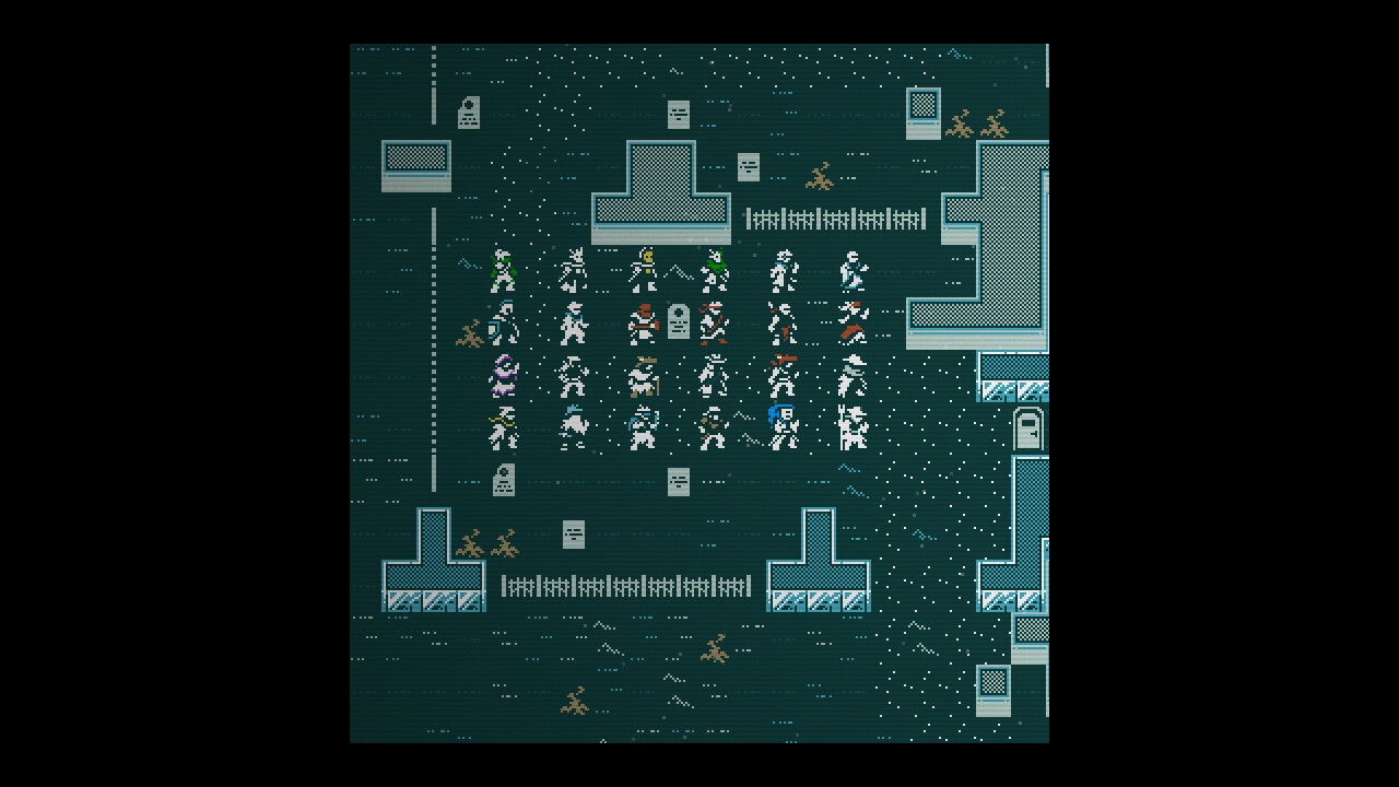 A dark graveyard setting with 8 bit characters A dark graveyard setting with 8 bit characters