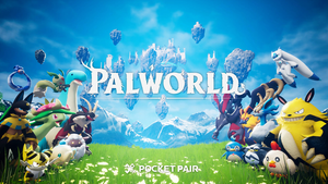 Key artwork for Palworld featuring a variety of Pals