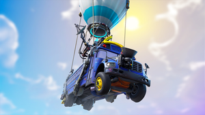 The battle bus ascends in Fortnite