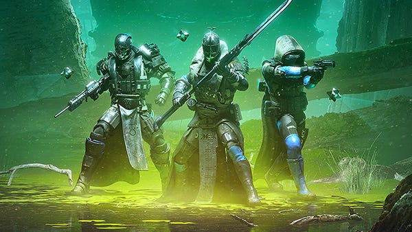 《Destiny 2:黑暗之厅》游戏封面,展现主要角色与星空背景
