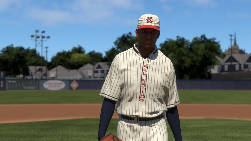 A screenshot from MLB the Show 23 showing a player from the Kansas City All Nations