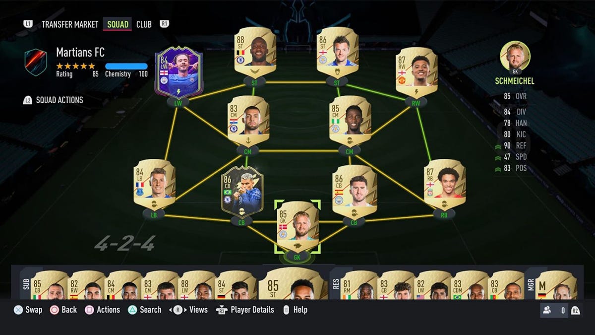 FIFA Ultimate Team游戏界面示意图