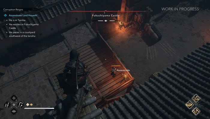 Naoe prepares to assassinate a target in Assassin's Creed Shadows. Naoe prepares to assassinate a target in Assassin's Creed Shadows.