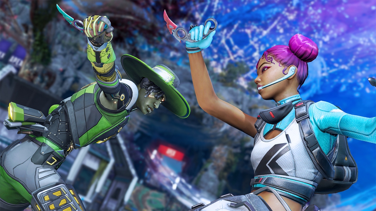 Lifeline and Seer stab at each other in Apex Legends. Lifeline and Seer stab at each other in Apex Legends.