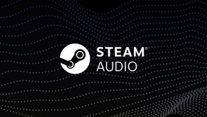 The Steam Audio logo overlaid on stylised waveforms