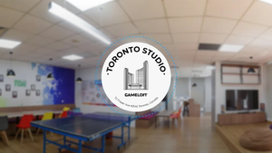 The Gameloft Toronto logo overlaid on a photograph of the studio