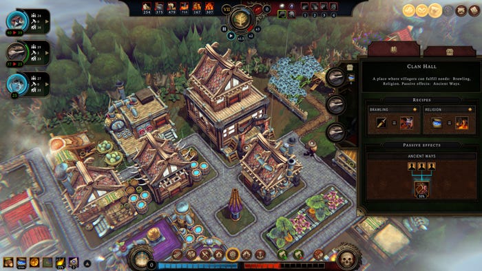 A screenshot from Against the Storm showing a Clan Hall. A screenshot from Against the Storm showing a Clan Hall.