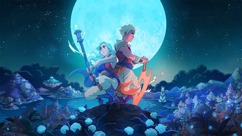 Sea of Stars key art, with characters against a moon backdrop