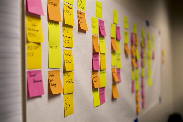 Columns of post-it notes
