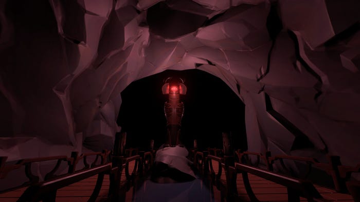 A screenshot of a dimly lit cave in Echoes of the Eye