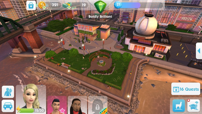 A screenshot of The Sims Mobile.