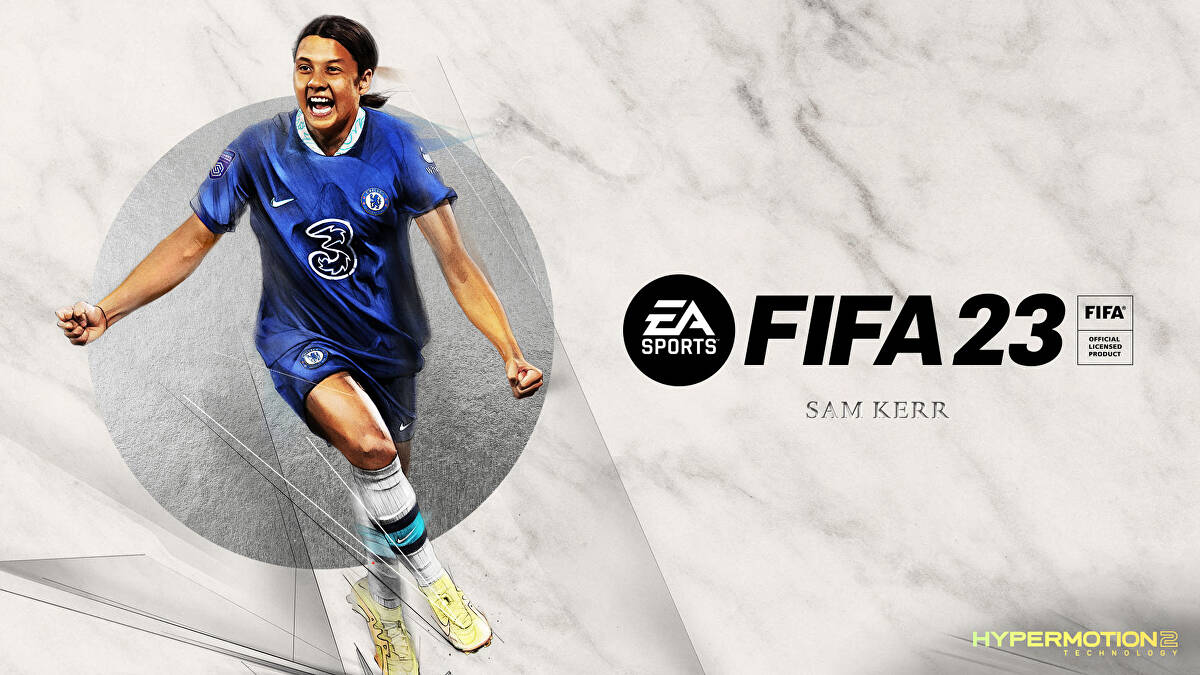 Sam Kerr in the cover art for EA's FIFA 23. Sam Kerr in the cover art for EA's FIFA 23.