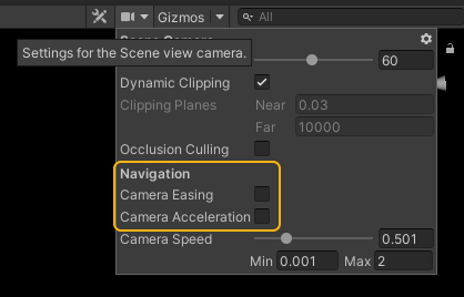 unity camera easing and acceleration