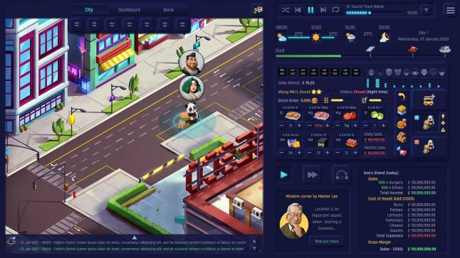 Old UI of Business Heroes: Food Truck Simulation