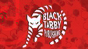 The Black Tabby Publishing logo in white against a red Game Developer background. The Black Tabby Publishing logo in white against a red Game Developer background.