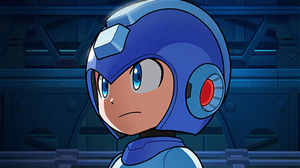 A headshot of Mega Man in his traditional blue armour A headshot of Mega Man in his traditional blue armour