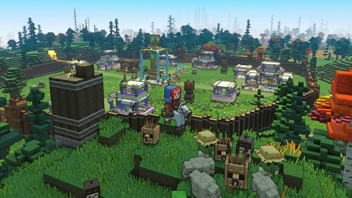 A screenshot from Minecraft Legends depicting a grassy landscape.
