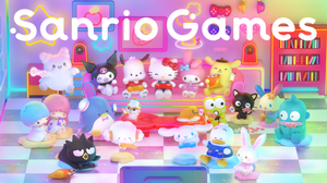 A promotional image for Sanrio Games, featuring an assortment of characters from the company A promotional image for Sanrio Games, featuring an assortment of characters from the company