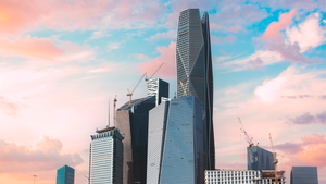 The Riyadh skyline under construction. The Riyadh skyline under construction.