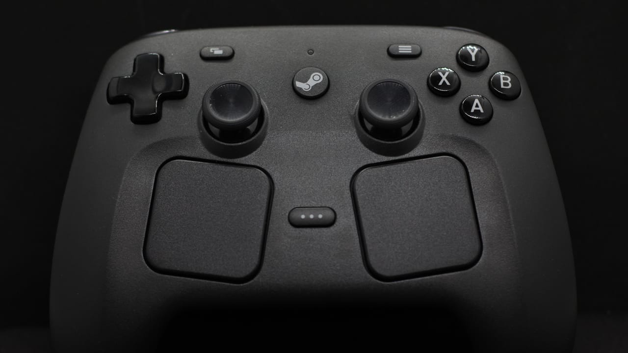 A photograph of the Steam Controller. A photograph of the Steam Controller.