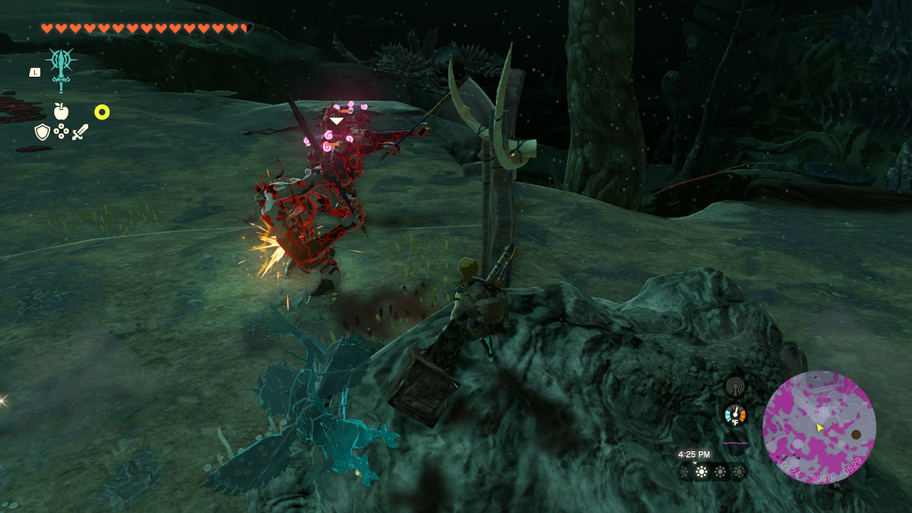 Two enemies fight one another under the muddle bud effect