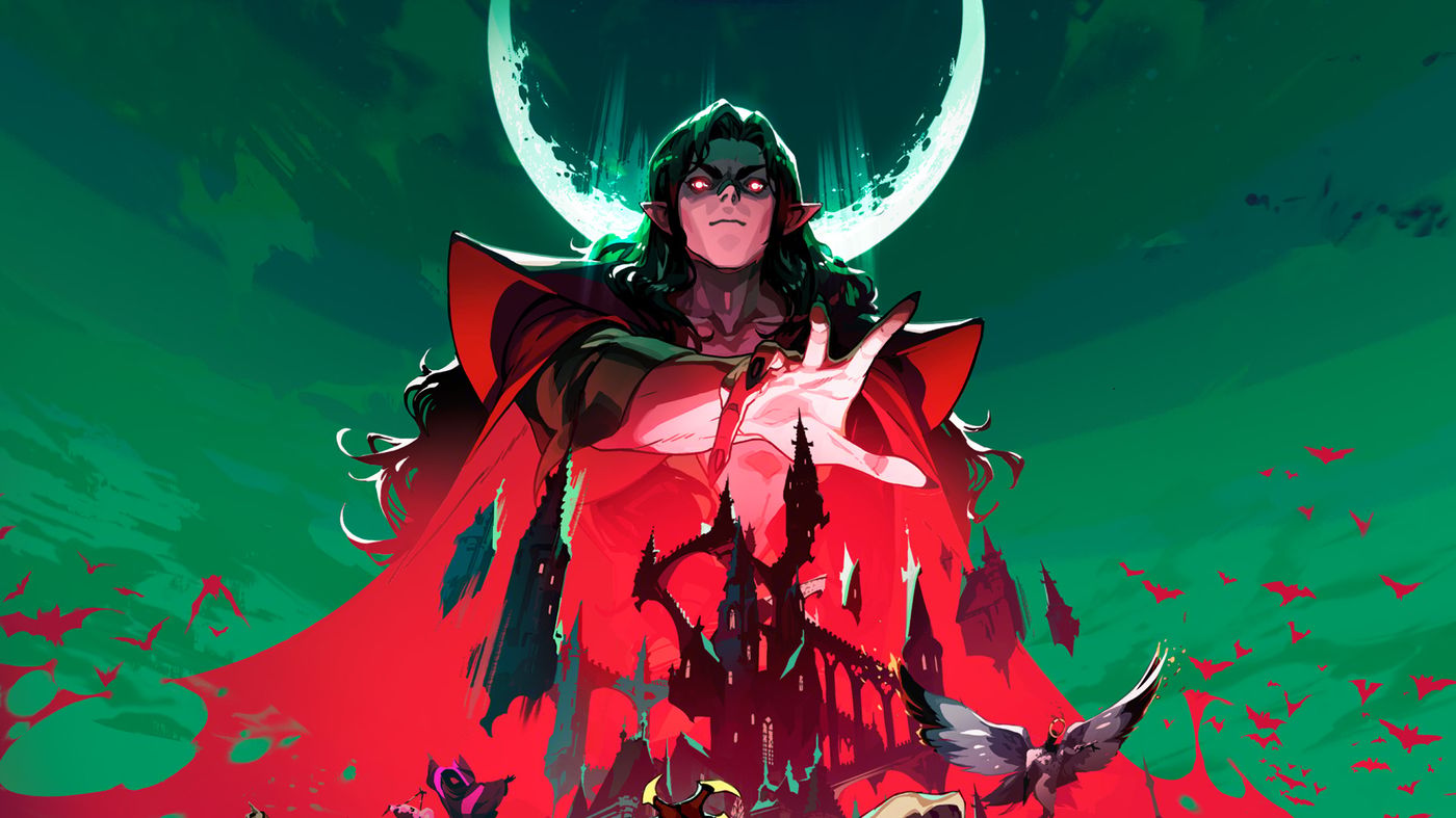 Key art for ReVamp. A vampire looms large over a castle. Key art for ReVamp. A vampire looms large over a castle.