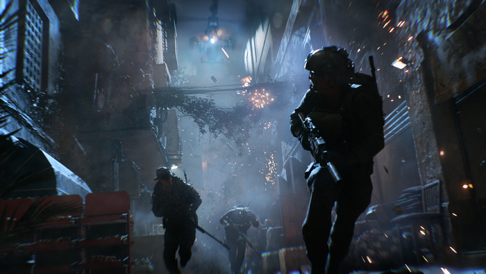 A soldier runs from an exploding building in Battlefield 6. A soldier runs from an exploding building in Battlefield 6.