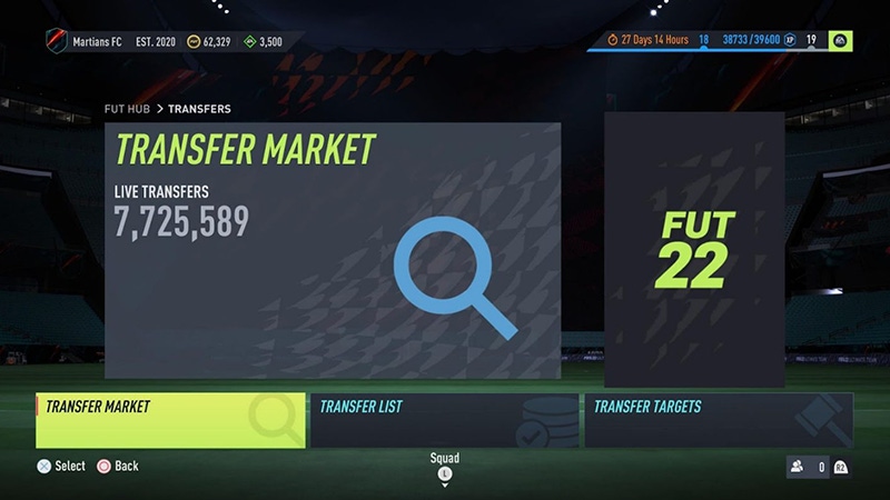 A screenshot of FIFA's Transfer Market