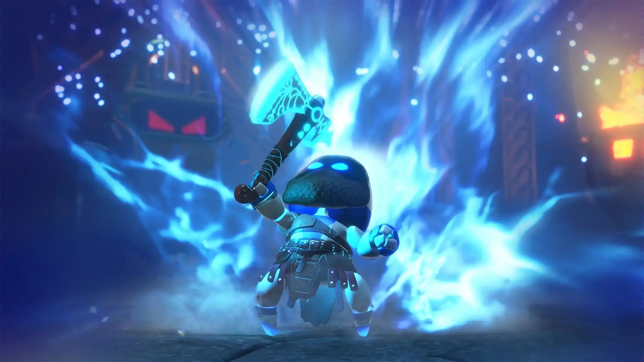 Astro Bot as Kratos grabs a mystical axe Astro Bot as Kratos grabs a mystical axe