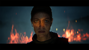 A screenshot from Hellblade 2 featuring protagonist Senua 