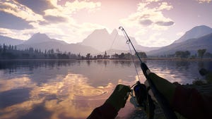 A first-person view of Call of the Wild: The Angler's fishing mechanic