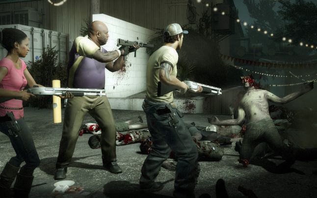 The Left 4 Dead games are designed to encourage cooperation. Source: http://steampowered.com