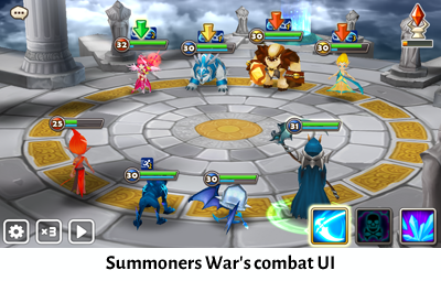 Summoners War's combat UI
