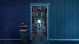 Key art for Blue Prince, showing the player character exploring a mysterious room. Key art for Blue Prince, showing the player character exploring a mysterious room.