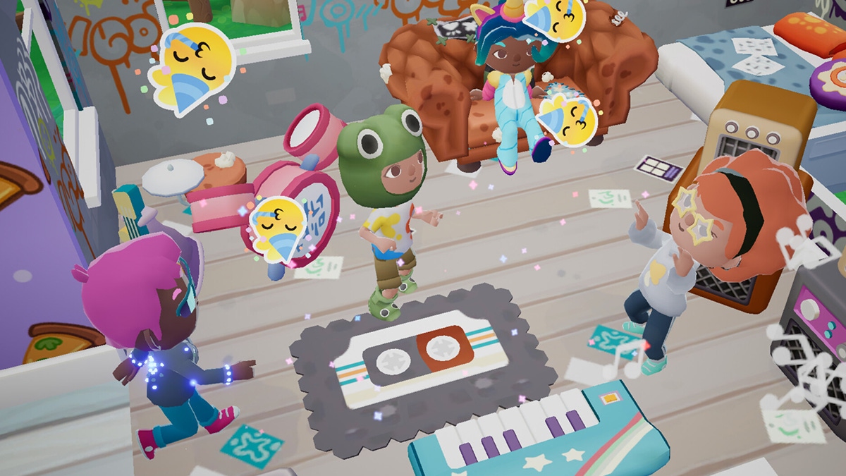 A group of characters party in Sunshine Days A group of characters party in Sunshine Days