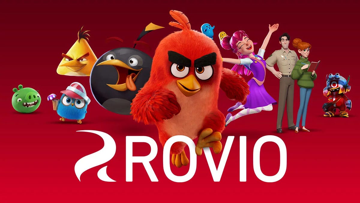 Rovio游戏公司标志与团队合影