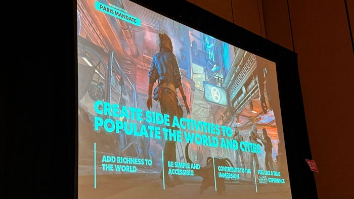 slide showing the player character and noting how side activities enrich the world slide showing the player character and noting how side activities enrich the world