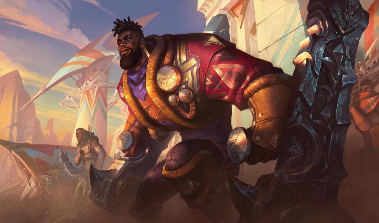 Promo art for K'Sante from Riot Games' League of Legends. Promo art for K'Sante from Riot Games' League of Legends.