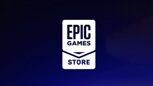 The Epic Games Store logo on a purple and black background