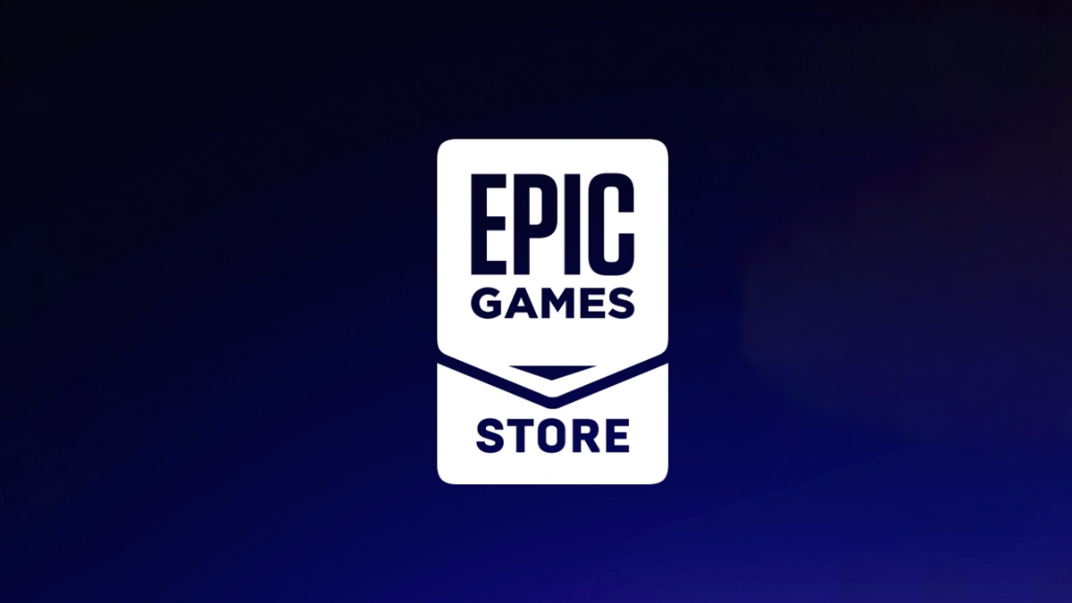 The Epic Games Store logo on a purple and black background The Epic Games Store logo on a purple and black background